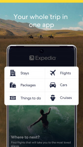 اسکرین شات 1 برنامه Expedia: Hotels, Flights, Cars
