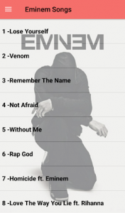 اسکرین شات برنامه Eminem Songs Offline(50 songs) 1