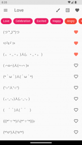 اسکرین شات برنامه Kaomoji Japanese Emojis Smiley 1