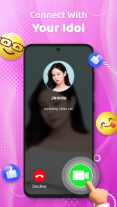 اسکرین شات 2 برنامه Idol Prank Video Call & Chat