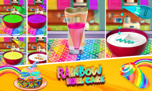 اسکرین شات بازی Rainbow Swiss Roll Cake Maker! New Cooking Game 2