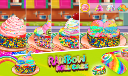 اسکرین شات بازی Rainbow Swiss Roll Cake Maker! New Cooking Game 7