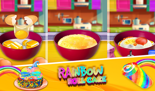 اسکرین شات بازی Rainbow Swiss Roll Cake Maker! New Cooking Game 8