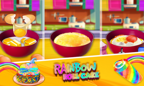 اسکرین شات بازی Rainbow Swiss Roll Cake Maker! New Cooking Game 1