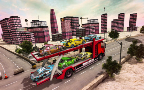 اسکرین شات برنامه US Car Transporter Trailer Truck: New Parking Game 5