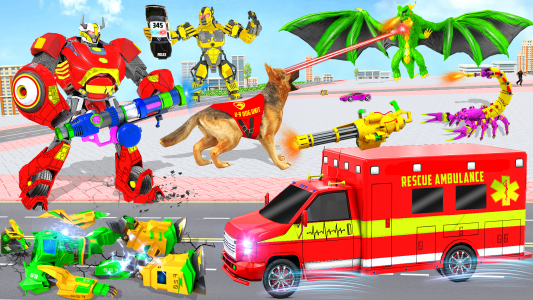 اسکرین شات بازی Ambulance Dog Robot Car Game 4