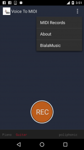 اسکرین شات برنامه Voice to MIDI 5