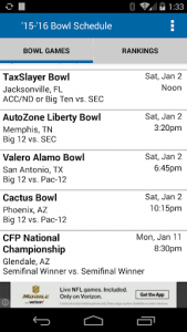 اسکرین شات برنامه College Football Bowl Schedule 1