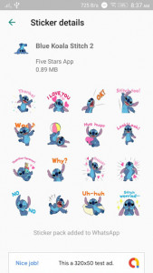 اسکرین شات برنامه Cute Blue Koala Stitch Stickers for WhatsApp 1