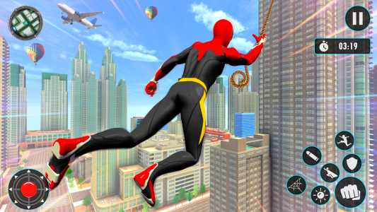 اسکرین شات 1 برنامه Flying Rope Hero: Spider Games