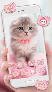 اسکرین شات برنامه Cute Cat Live Launcher Theme 3D Wallpapers 1