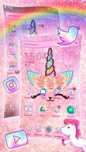 اسکرین شات برنامه Flower Unicorn Cat Launcher Theme Live Wallpapers 2
