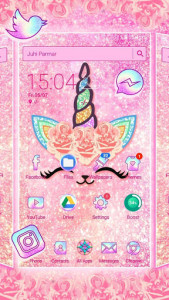 اسکرین شات برنامه Flower Unicorn Cat Launcher Theme Live Wallpapers 1