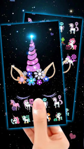 اسکرین شات برنامه Night Star Unicorn Launcher Theme Live Wallpapers 3
