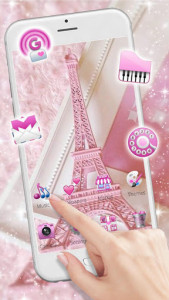 اسکرین شات برنامه Pink Shiny Eiffel Paris Launcher Theme Live HD 3