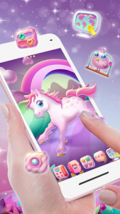 اسکرین شات برنامه Pink Unicorn Launcher Theme Live HD Wallpapers 2