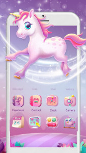 اسکرین شات برنامه Pink Unicorn Launcher Theme Live HD Wallpapers 1