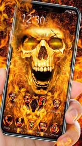اسکرین شات برنامه Scary Fire Skull Launcher Theme Live HD Wallpapers 1