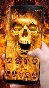 اسکرین شات برنامه Scary Fire Skull Launcher Theme Live HD Wallpapers 3