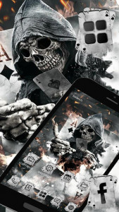 اسکرین شات برنامه Smoky Poker Skull Launcher Theme Live HD Wallpaper 2