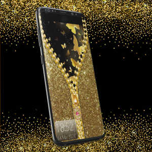 اسکرین شات برنامه Gold Zipper Lock Screen 1