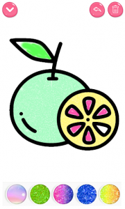 اسکرین شات برنامه Fruit & vegetables Coloring Book For Kids Glitter 4