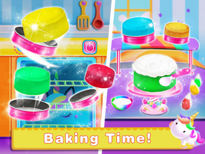 اسکرین شات برنامه Rainbow Unicorn Cake Maker – Kids Cooking Games 2