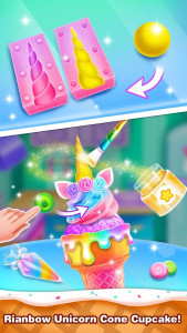 اسکرین شات برنامه Unicorn Cone Cupcake Mania - Sprinkles Cupcakes 3