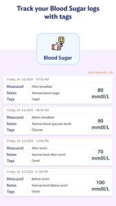 اسکرین شات 4 برنامه Glucose: Blood Sugar Logs
