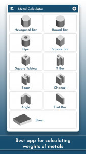 اسکرین شات برنامه Metal: Steel Weight Calculator 2