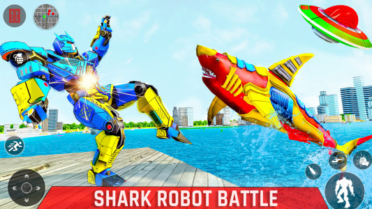 اسکرین شات برنامه Shark Robot Transform Car Game 4