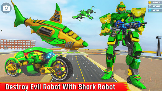 اسکرین شات برنامه Shark Robot Transform Car Game 5