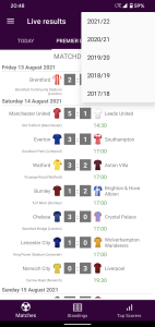 اسکرین شات برنامه Live Scores for Premier League 7