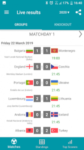 اسکرین شات برنامه Results for EuroCup Football 2020 1