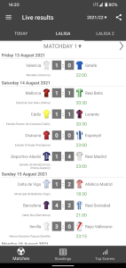 اسکرین شات برنامه Live Scores for La Liga Santander 2021/22 1