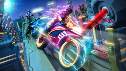اسکرین شات برنامه Cyber Bike Racing - Light Bike Stunt Racing Games 1