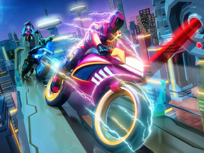 اسکرین شات برنامه Cyber Bike Racing - Light Bike Stunt Racing Games 6