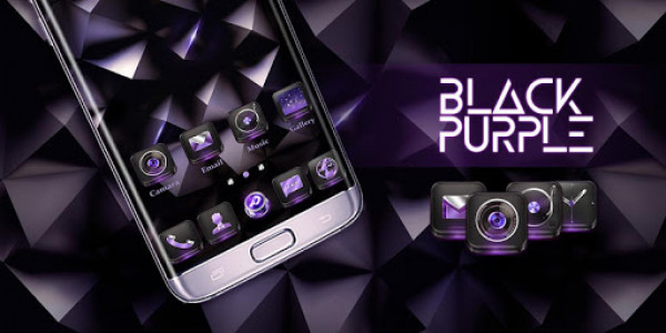 اسکرین شات برنامه Black Purple GO Launcher Theme 5