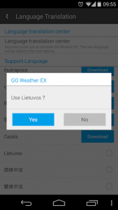 اسکرین شات برنامه Lithuanian Language GO Weather 2
