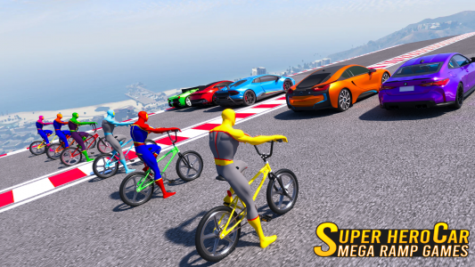 اسکرین شات برنامه Superhero Car: Mega Ramp Games 7