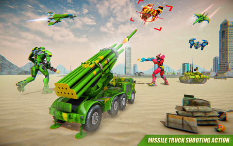 اسکرین شات برنامه Army Truck Robot Car Game 3d 1