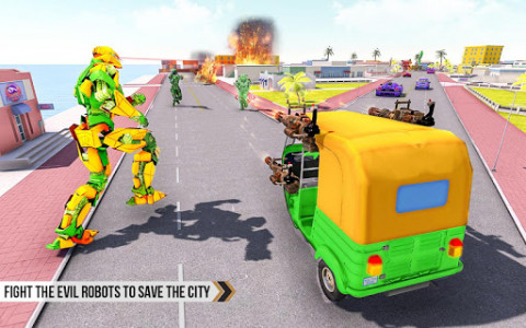 اسکرین شات برنامه Game of Robots and Cars – Auto Rickshaw Robot Game 1