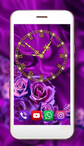 اسکرین شات برنامه Roses Clock Live wallpaper 4