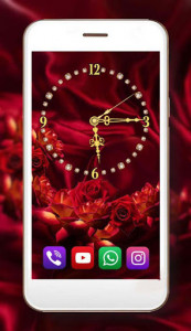 اسکرین شات برنامه Roses Clock Live wallpaper 5