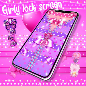 اسکرین شات برنامه Girly lock screen zipper 1