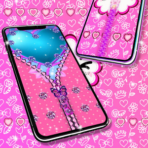 اسکرین شات برنامه Girly lock screen zipper 3