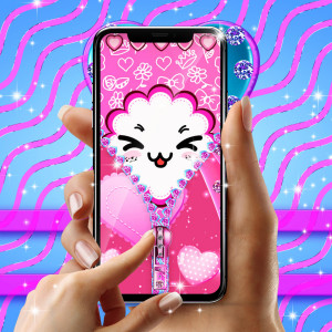 اسکرین شات برنامه Girly lock screen zipper 2