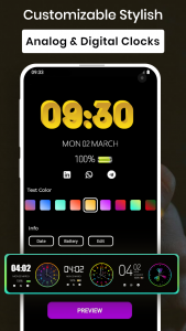 اسکرین شات برنامه Always on display clock widget 1