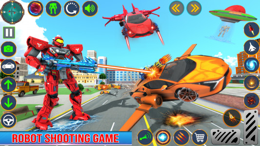 اسکرین شات برنامه Flying Car Robot Game 2024 4