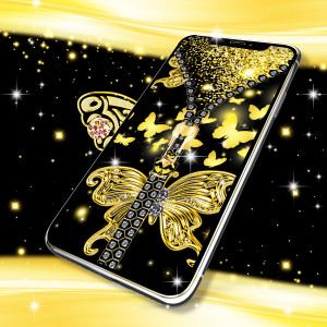 اسکرین شات 4 برنامه Golden butterflies lock screen